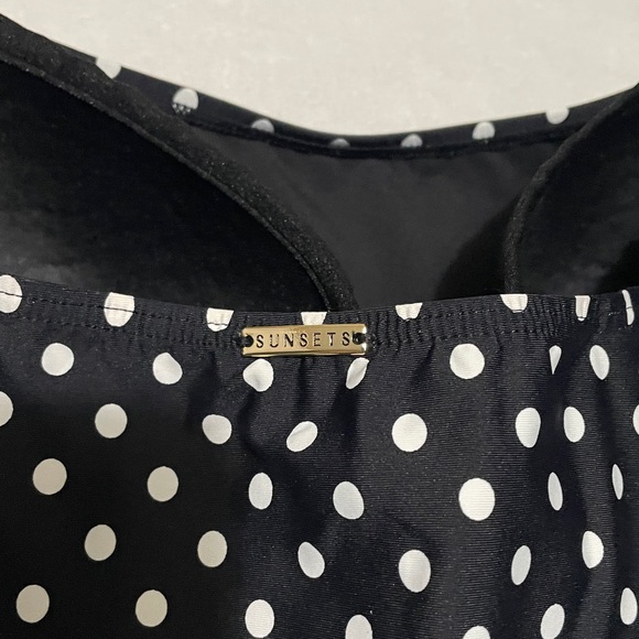 Sunsets Black and White Polka Dot Tankini Women's  SwimTop 40DD - Picture 7 of 9